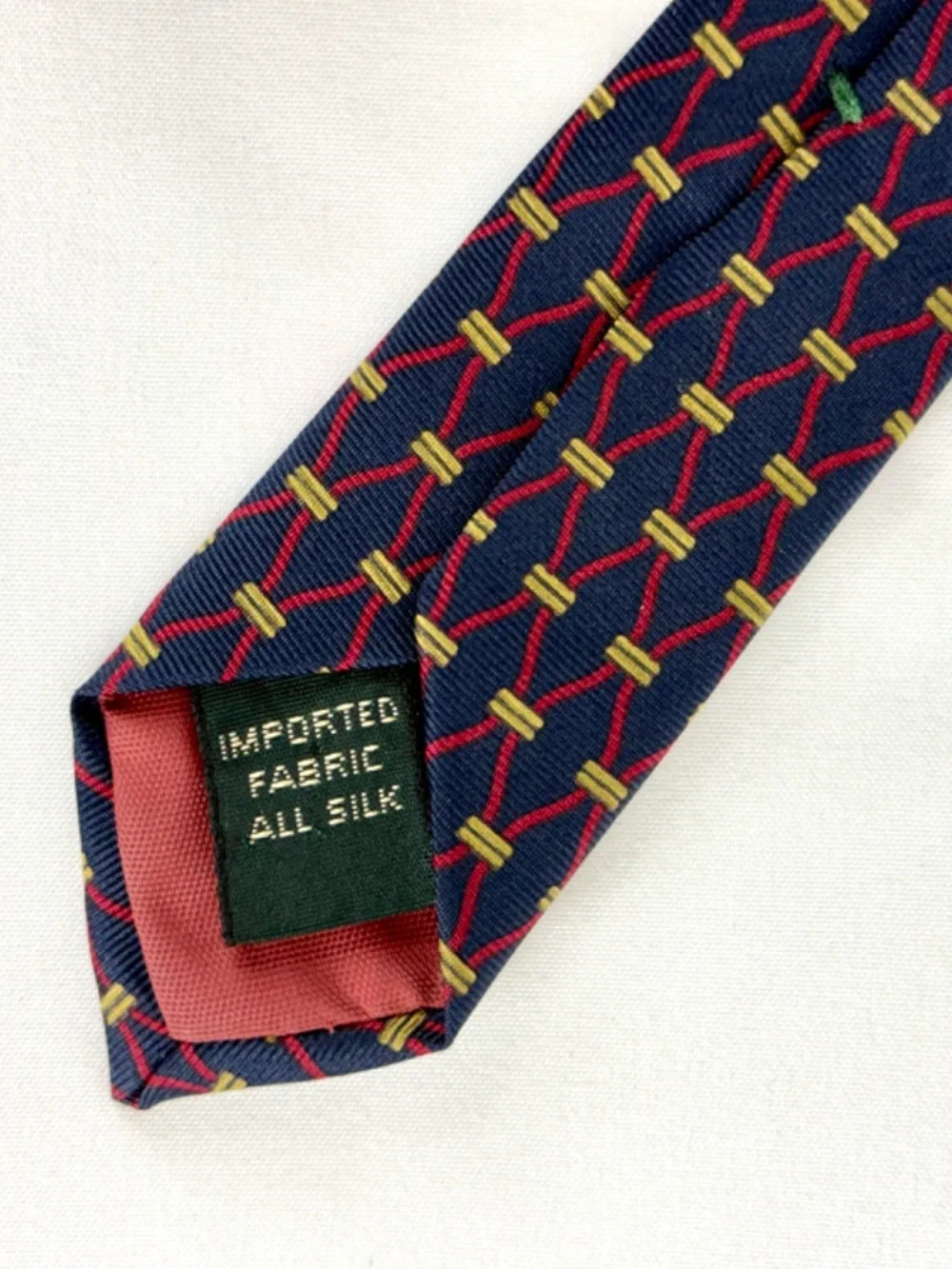 1990s Bert Pulitzer Lord and Taylor Mens Necktie Navy Blue Silk Tie Geometric